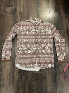 Staple Men's X-large Brown and White Geometric Button-Down Shirt